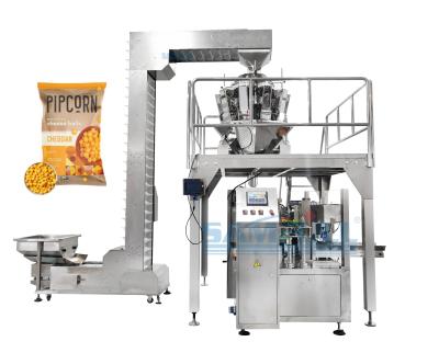 China Automatic food pouch packaging machine for holiday snack cheese ball chocolate ball puff 8 station doypack packaging machine for sale