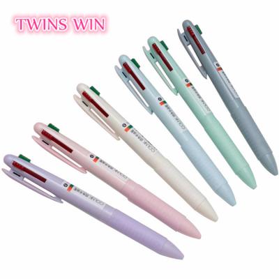 China Eco-friendly oil pen four-color press Macaron ballpoint pen student girl signature pen 0.5mm multicolor pen 519 for sale