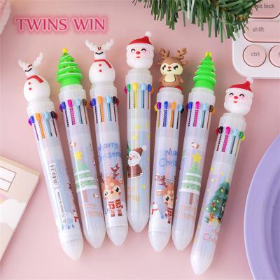 China 2021 Christmas Santa Claus Snowman Pen Ten Color Ballpoint Pen Cartoon Press Eco-Friendly Ballpoint Pen 515 for sale