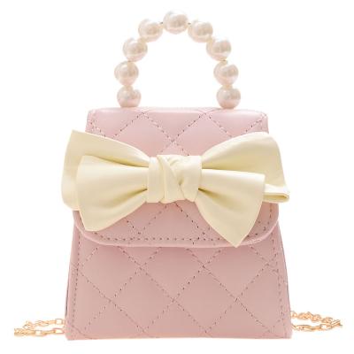 China Eco-Friendly Children Bag Princess Pu Leather Mini Handbag Perfume Girl Bow Diamond Wind Bag Fashion Decorative Chain Bag Zero Wallet for sale