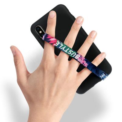 China Polyester Finger Grip Band Hand Strap Universal Phone Holder For iPhone Case Phone Buckle Strap for sale