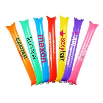 China Cheap LOGO Printed LDPE Inflatable Cheering Sticks Thunder Stick Pantone Customized Style Plastic Color Original Material Sports for sale