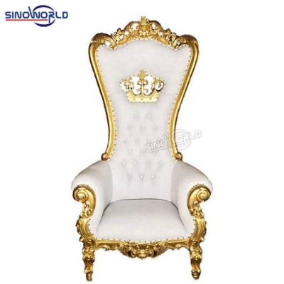 China Cheap White Leather Wedding Throne Chair King Classic Gold Bride and Groom Queen Classic Royal Rental for sale