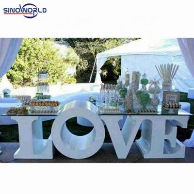 China Wholesale Eco-friendly Cheap White Wooden LOVE Letter Table For Wedding Decoration for sale