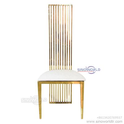 China Wholesale Wedding Rental Royal Event Stainless Steel Cooling Gold Chair Wedding Chair Dining Chair for sale