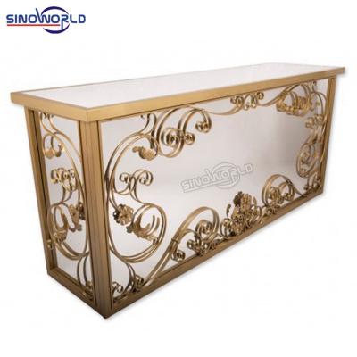 China Modern stainless steel metal bar counter table acrylic front side counters bar table new design for bar shop for sale