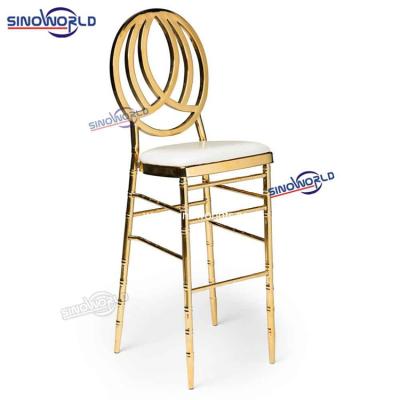 China Contemporary gold steel stool with back large bar chair chaise cabriolet metal party outdoor bar stools for barshop for sale