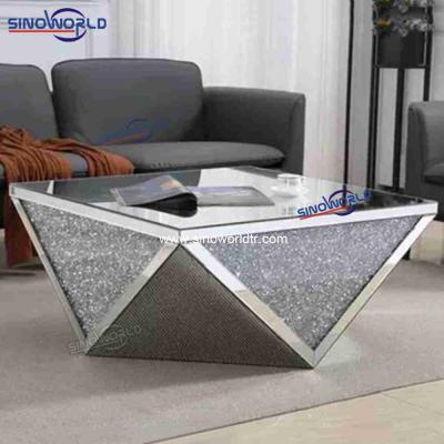 China Qualified Modern Silver Mirrored Tea Table Coffee Table Square Shaped Center Table For Home Hotel for sale