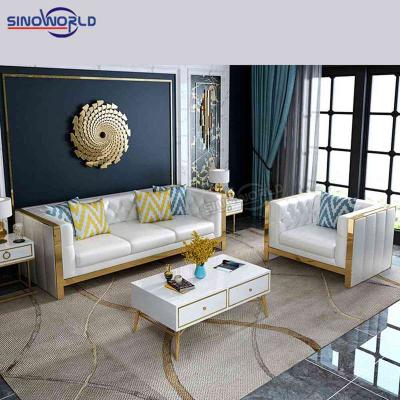 China Design Tufted Sofa Stainless Steel Base Modern Sofa Set L Shaped Living Room Furniture For Sale for sale