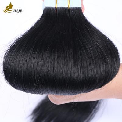 China Cuticle Aligned 16 Inch Tape In Hair Extensions Virgin Remy Wigs Black for sale