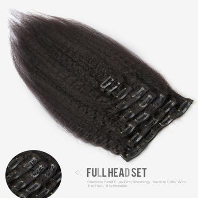 China Natural Black Hair Extensions Weave Clip In Long Kinky Straight ODM for sale