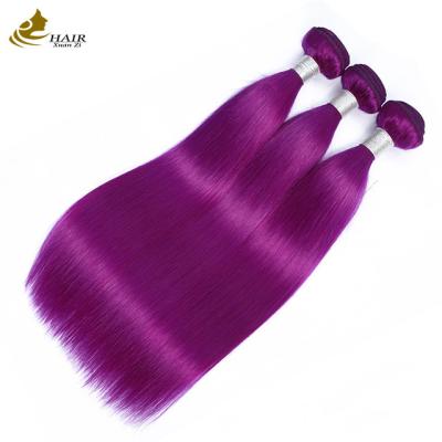 China Purple Human Hair Straight Bundle Virgin Human Hair weft extensions for sale