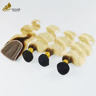 Chine Brazilian Remy Human Hair Ombre Blonde Hair 3 Bundles 1b/613 Body Wave à vendre