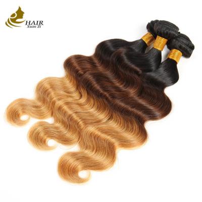 China Ombre Body Wave Brazilian Virgin Hair Weave Human Hair Bundles With Closure for sale