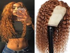 Customized curl natural black Brazilian Human Hair 13*4 Frontal Lace Wig