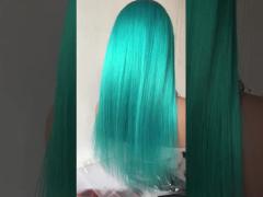 virgin human hair straight blue 13*4 frontal lace wig