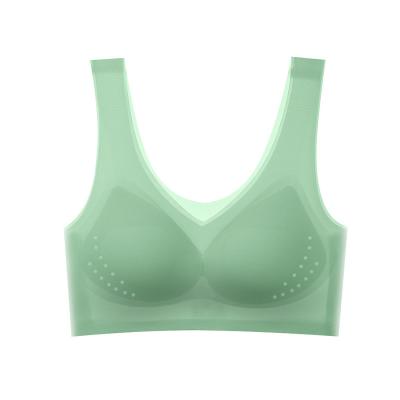 China Mesh Latex Sports Bra Ice silk breathable, large size underwear, gathering, large ch style of the ultra-thin breathable vest for sale