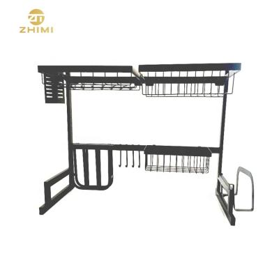 China High Quality Sustainable Style Two Standing Tiers Staining Over Sink Kitchen Storage Rack Shelf Drying Dish Rack for sale