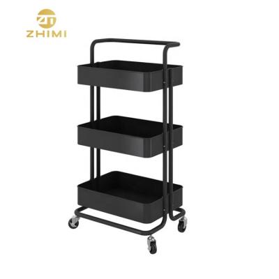 China High quality metal viable kitchen three tier fruit and vegetable storage moving rack with wheels for sale