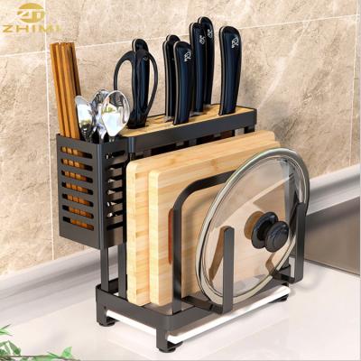 China Multifunctional Household Kitchen Organizer Shelf Chopsticks Cutting Board Cutter Stainless Steel Kitchen Storage Racks Racks for sale