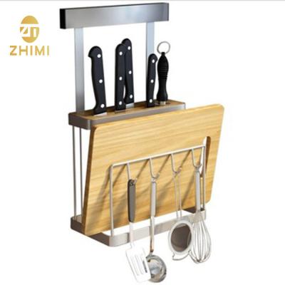 China Sustainable New Style Stainless Steel Kitchen Wall Hanging Storage Rack For Knife And Cutting Board for sale