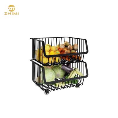 China High Quality Sustainable Metal Wire Kitchen Fruit And Vegetable Storage Basket for sale