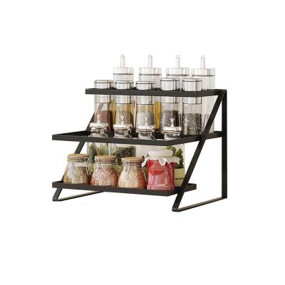 China Modern Simple Design Two Tiers Vertical Stainless Steel Spice Rack Organizer For Cabinet for sale