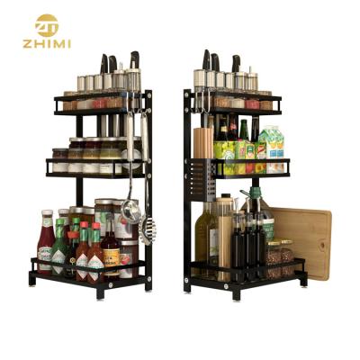 China Viable Multifunctional Metal Kitchen Storage Rack Accessories Shelves 3 Tier Spice Display Rack for sale