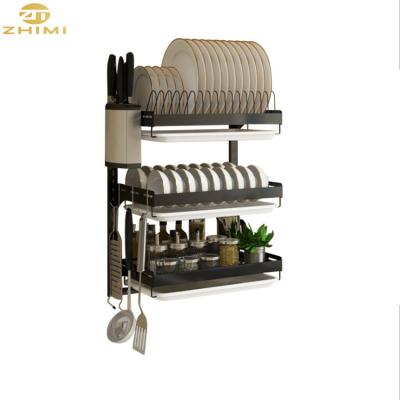 China 201Stainless Steel 3-Layer Wall Mounted Viable Kitchen Drying Organizer Storage Metal Corner Dish Drainer Rack Rack for sale