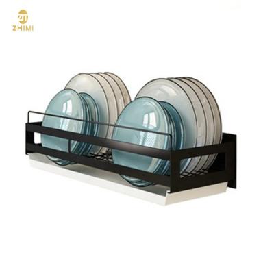 China Wall Mounted Storage Rack Durable Black Color Kitchen Hanging Dish Drying Rack for sale