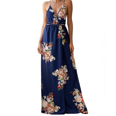 China New Anti-Static Best Selling Summer Women Fashion Print Casual Clothes Toss Lace Backless Irregular Dress for sale