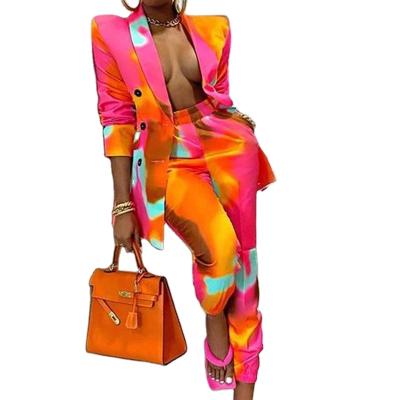 China QUICK DRY Office Formal Women's Suits Harem Pants Two-Piece Pants Set Tie Dye Women's Jackets and Coats for sale