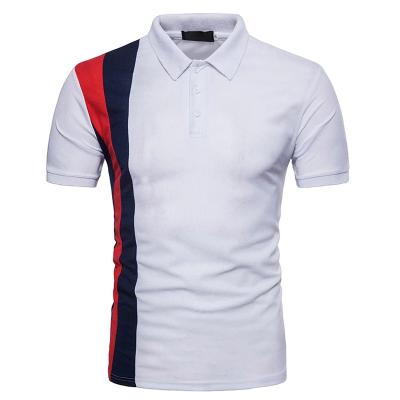 China Quality Assurance Anti-Wrinkle Striped T Shirt Men's 100% Polyester Lapel T-Shirt For Sale for sale