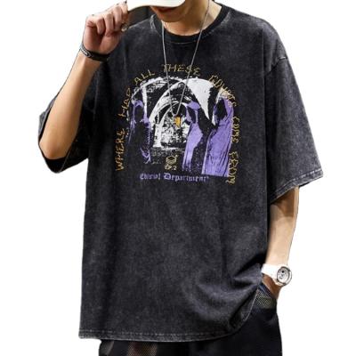 China Anti-Wrinkle China Manufacturing Custom Wahsed Oversized Printing T Shirt Plus Size T Shirts For Men for sale