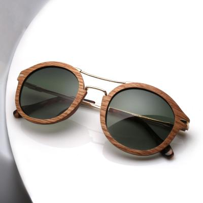 China Ultra Luxury Fashion Sunglasses Metal Wood Sunglasses 2021 High Quality Design Frame Unisex Round Sun Glasses Shades Shades for sale