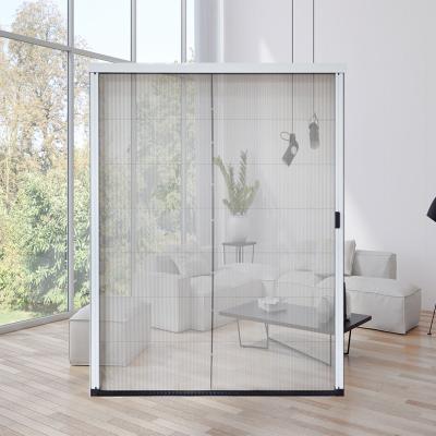 China Customization Easy To Install Mosquito Pleated Folding Pleated Screen Door Mesh With Aluminum Profile for sale