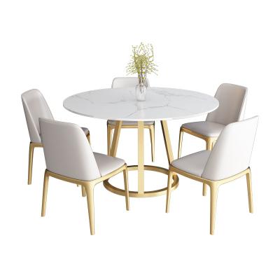 China Easy to clean and scratch resistant modern hot-selling modern marble dining table and round iron table chair modern minimalist combination for sale