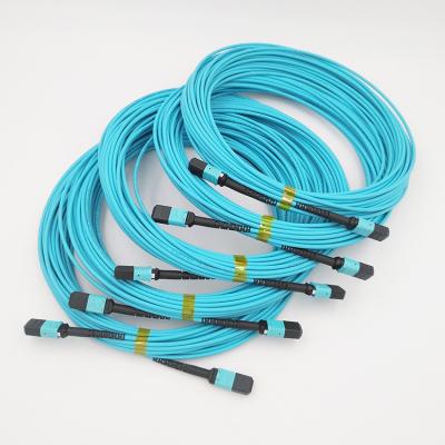 China Telecommunication MPO Female Trunk Cable 12 Fibers Type A MM OM3/OM4 Multimode Fiber Optic MPO Patch Cord LSZH 50/125 for sale