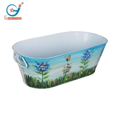 China Decorative Metal Bucket Planters American Style Metal Planter for Indoor and Outdoor for sale