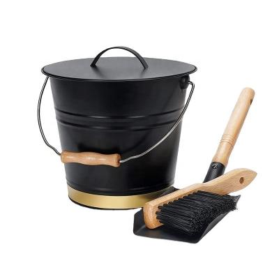 China Ourdoor Indoor Ash Bucket with Lid Shovel Hand Broom Tool Kit Accessories for Indoor and Outdoor Fireplace for sale