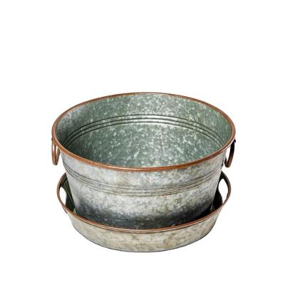 China Sustainable Galvanized Metal Tub And Beverage Tray Ice Bucket Set for sale