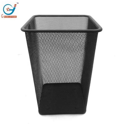 China 21.5cm Sustainable Square Garden Waste Bin Black Outdoor Pop Up Wire Metal Mesh Open Top Waste Bin for sale