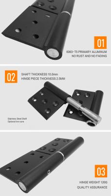 China 116mm Aluminium Heavy Duty Flag Hinges For Swing Door Opening Angle 0-180 Degree for sale