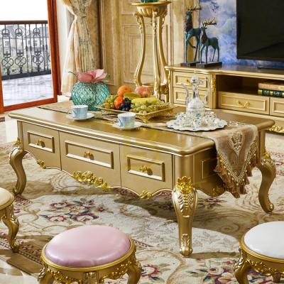 China Gold Luxury Adjustable Top MDF Coffee Table (Other) Wood Tea Table for sale