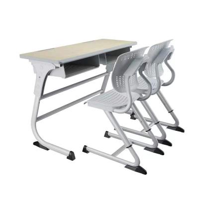 China Modern Fashionable Double Study Table Mobile School Furniture Desk For Two People Classroom Desks And Chairs for sale