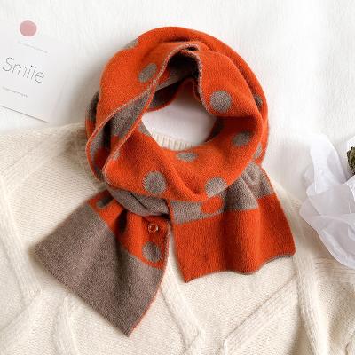 China New Wool Polka Dot Scarf Female Winter Thicken Korean Thermal Soft Wool Scarf Double Sided Scarf for sale