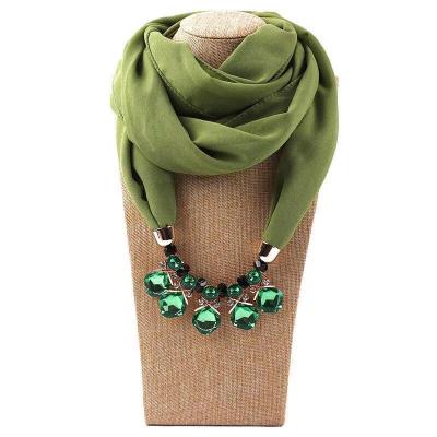 China Wholesale Simple Muslim Chiffon Scarf Hijab Necklace Color Jeweled Jeweled Pendant Infinity Scarf For Ladies for sale