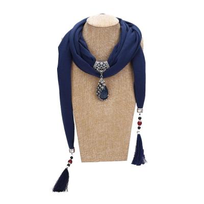 China Wholesale Fashion Colorful Design Alloy Scarf Jeweled Pendant Necklace Jeweled Scarves R12 for sale