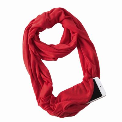 China New Wrinkle Goods Hidden Pocket Scarf Infinity Scarf With Pocket Fleece Hood Scarf Snood Pocket Hats for sale