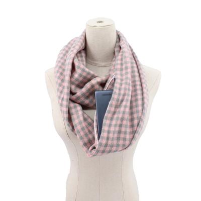 China Wrinkle Pocket Scarf Small Acrylic Plaid Zipper Pocket Cashmere Invisible Pocket Scarf for sale